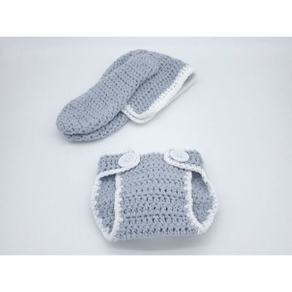 Handmade Crochet Bunny Baby Gift Set – Rattle, Bonnet, Booties & Diaper Cover - Picture 4 of 7